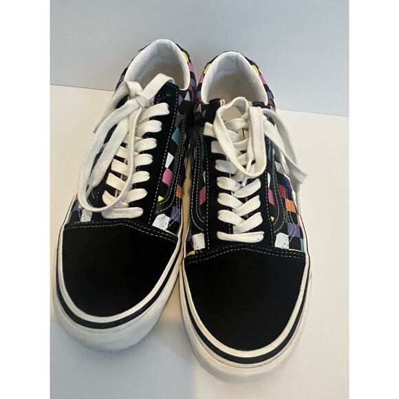 Vans Old Skool Rainbow Checkerboard Sneakers Women’s Size 11/ Men’s Size 9.5 - Picture 1 of 9